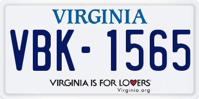 VA license plate VBK1565