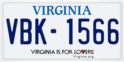 VA license plate VBK1566