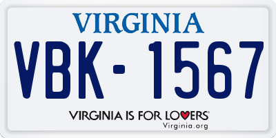 VA license plate VBK1567