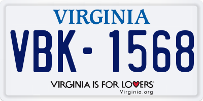 VA license plate VBK1568