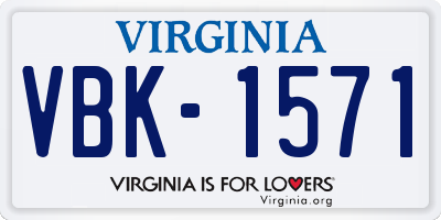 VA license plate VBK1571