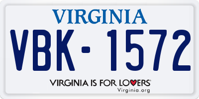 VA license plate VBK1572