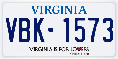 VA license plate VBK1573