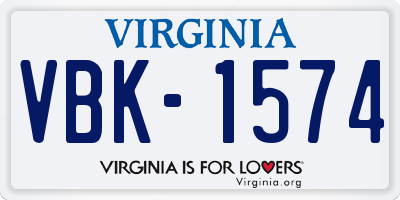 VA license plate VBK1574