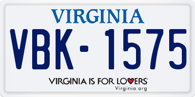 VA license plate VBK1575
