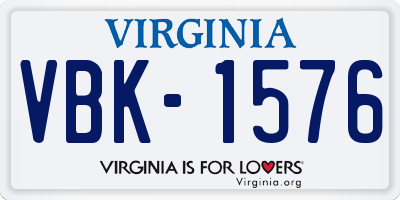 VA license plate VBK1576