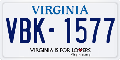 VA license plate VBK1577