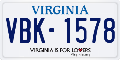VA license plate VBK1578