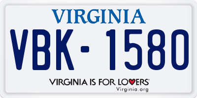 VA license plate VBK1580
