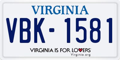 VA license plate VBK1581