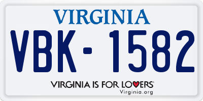 VA license plate VBK1582