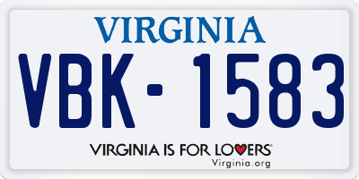 VA license plate VBK1583