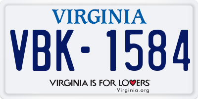 VA license plate VBK1584