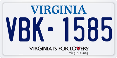 VA license plate VBK1585