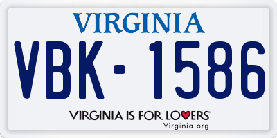 VA license plate VBK1586