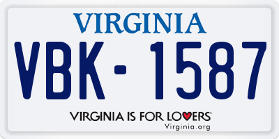 VA license plate VBK1587