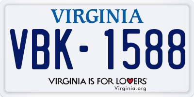 VA license plate VBK1588