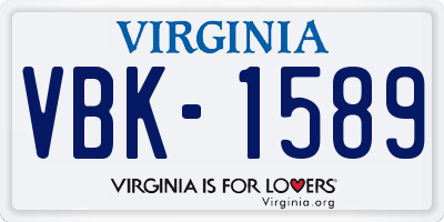 VA license plate VBK1589