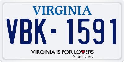 VA license plate VBK1591