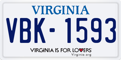VA license plate VBK1593