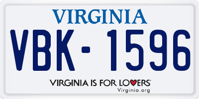 VA license plate VBK1596