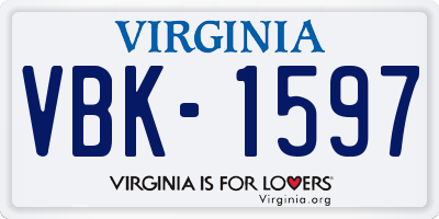 VA license plate VBK1597