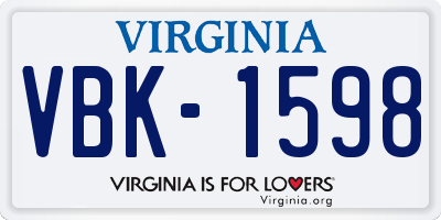 VA license plate VBK1598