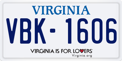 VA license plate VBK1606