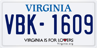 VA license plate VBK1609