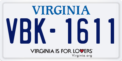 VA license plate VBK1611
