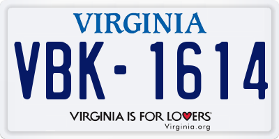 VA license plate VBK1614