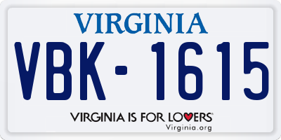 VA license plate VBK1615