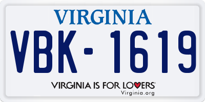 VA license plate VBK1619