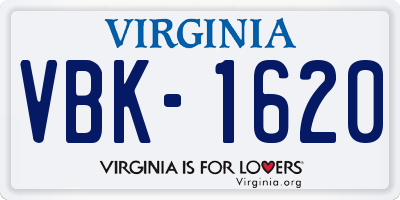 VA license plate VBK1620