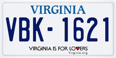 VA license plate VBK1621