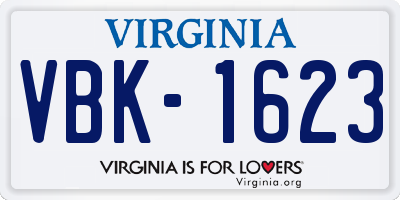 VA license plate VBK1623