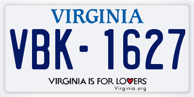 VA license plate VBK1627