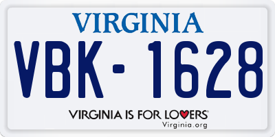 VA license plate VBK1628