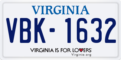 VA license plate VBK1632