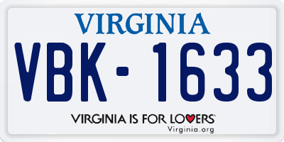 VA license plate VBK1633