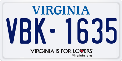 VA license plate VBK1635