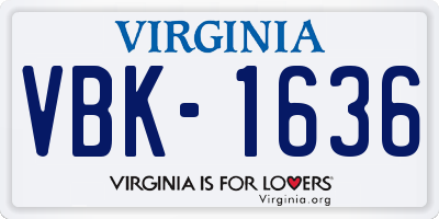 VA license plate VBK1636