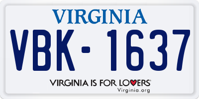 VA license plate VBK1637