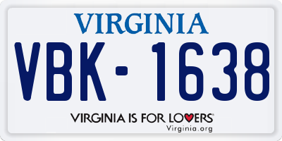 VA license plate VBK1638