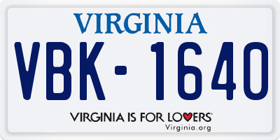VA license plate VBK1640
