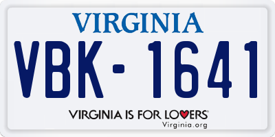 VA license plate VBK1641