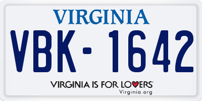 VA license plate VBK1642