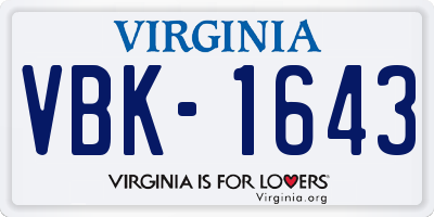 VA license plate VBK1643
