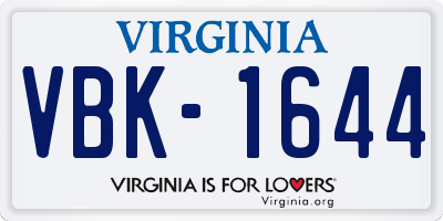VA license plate VBK1644