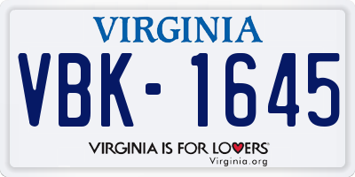 VA license plate VBK1645